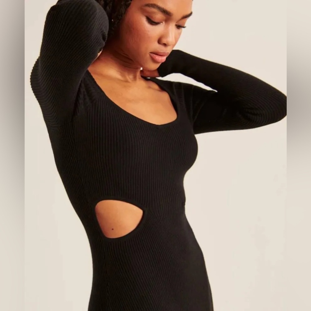 Abercrombie & Fitch Black Ribbed Knit Top